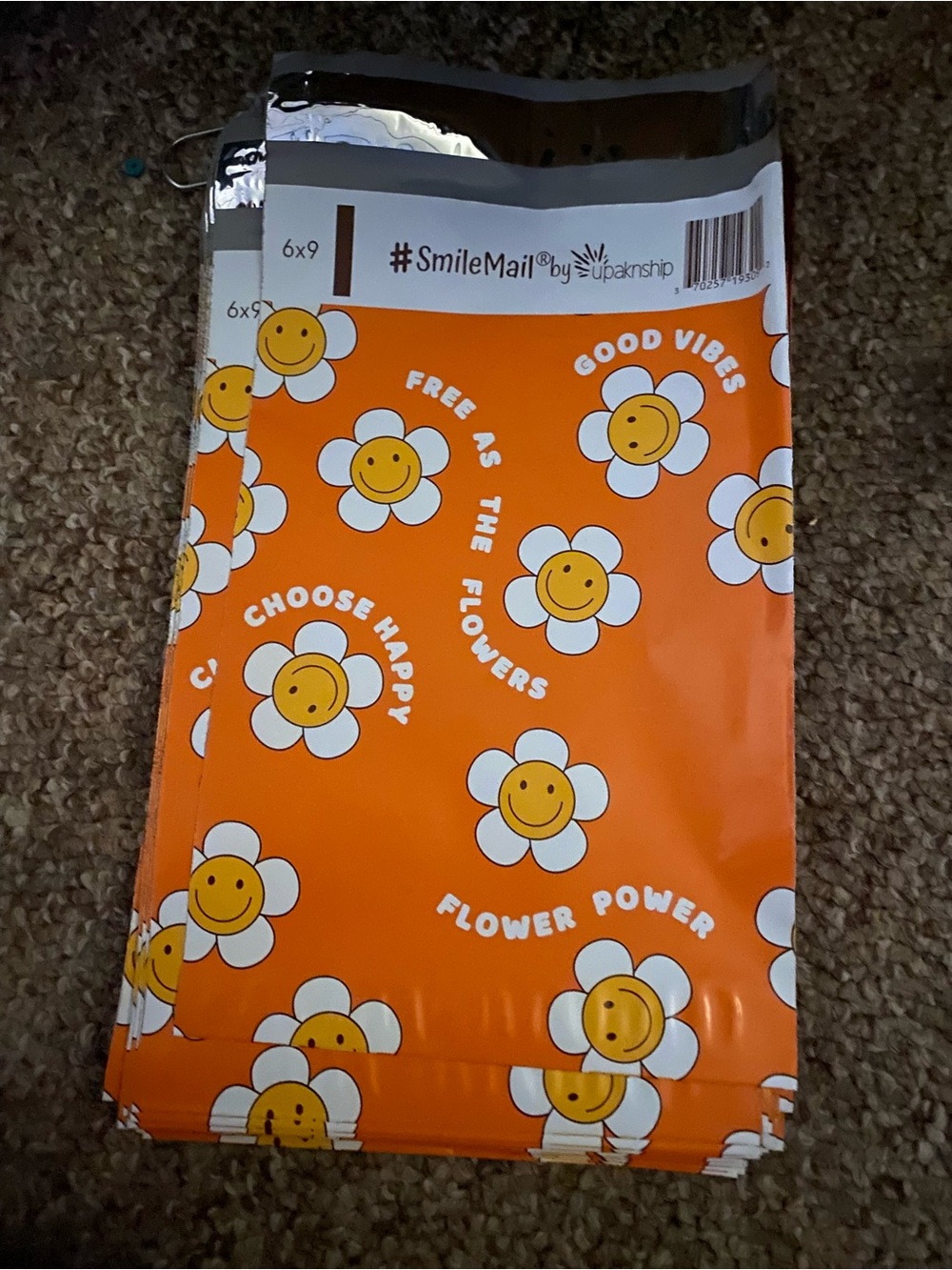 #SmileMail Orange Flower Power Mailers - Pack of 6x9 Shipping . 20 in set